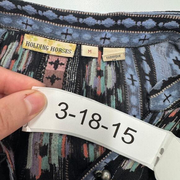 Anthropologie Holding Horses Dress Womens Medium Blue Boho Prairie Winter Moon - Picture 8 of 13